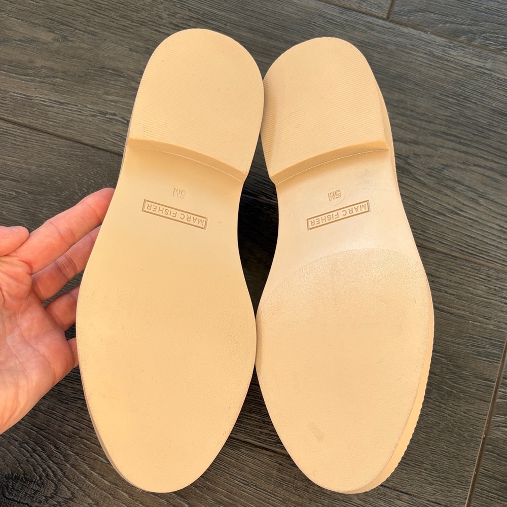 Marc Fisher Two-Tone Cream & Beige Fringe Loafers - Picture 3 of 4